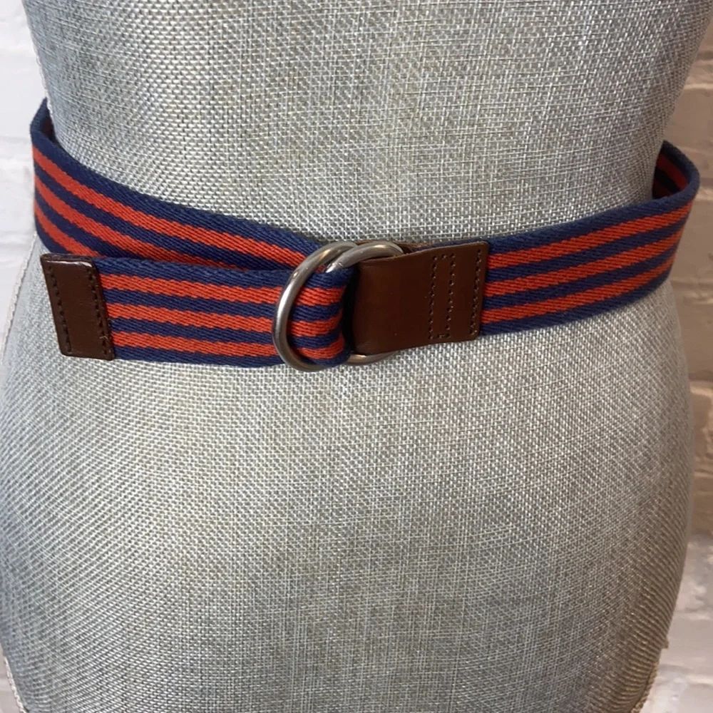 Hanna Andersson Navy and Red Striped D Ring Boys Belt 31” Size Small Medium